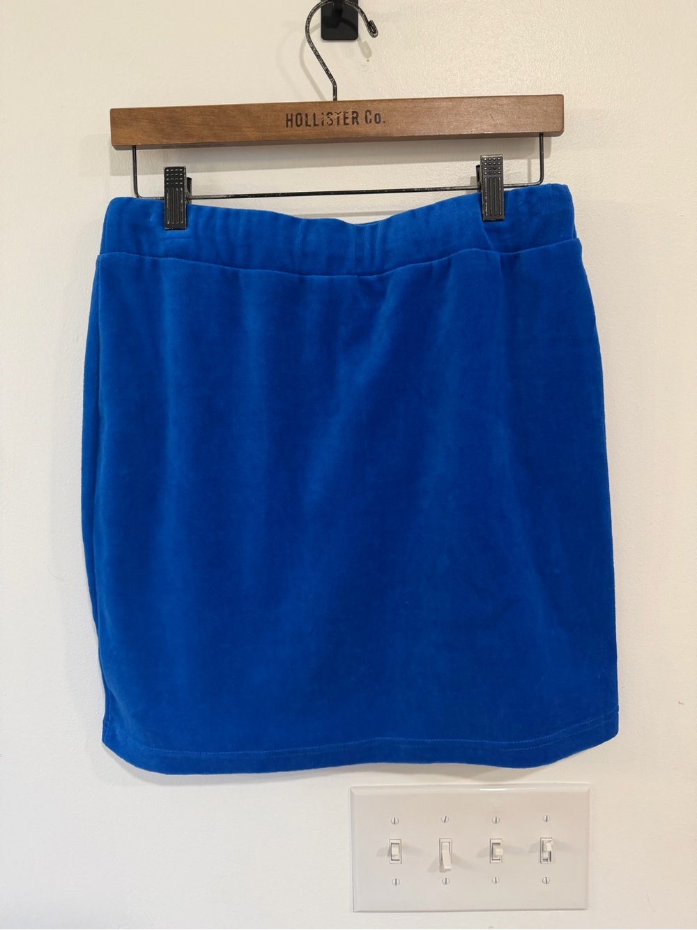 Juicy Couture Velour Y2K Mini Skirt Women’s Size Medium Royal Blue Elastic Waist - Picture 4 of 6